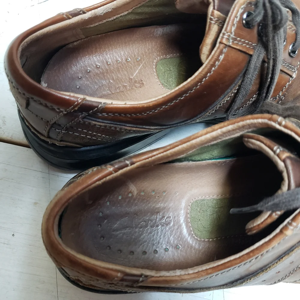 Clarks leather oxford two tone brown shoes ~ mens size 10